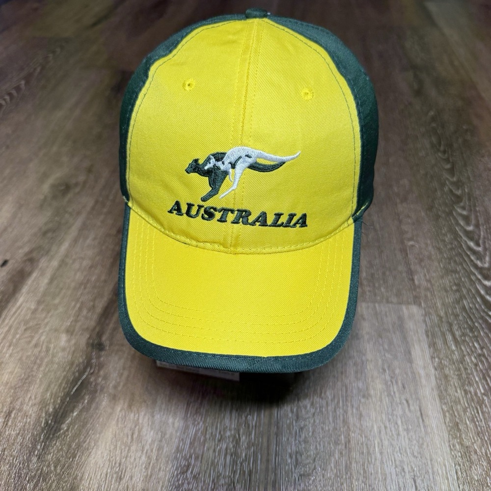 Australia‎ Kangaroo Hat Green Yellow Trucker Baseball Cap Adjustable Strap Y2K